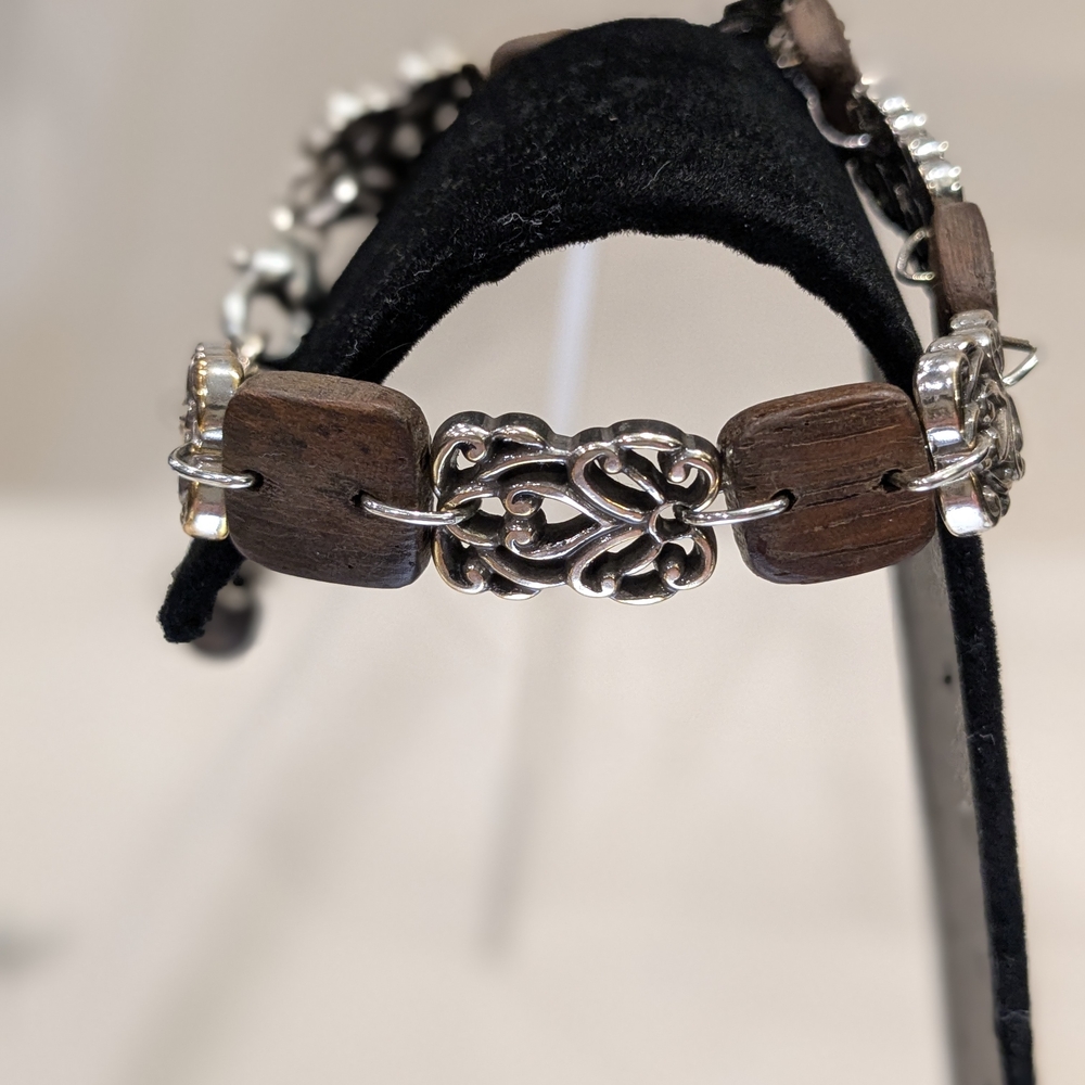 Brighton Silver Plate Sequoia Wood Panel Bracelet - Picture 6 of 6